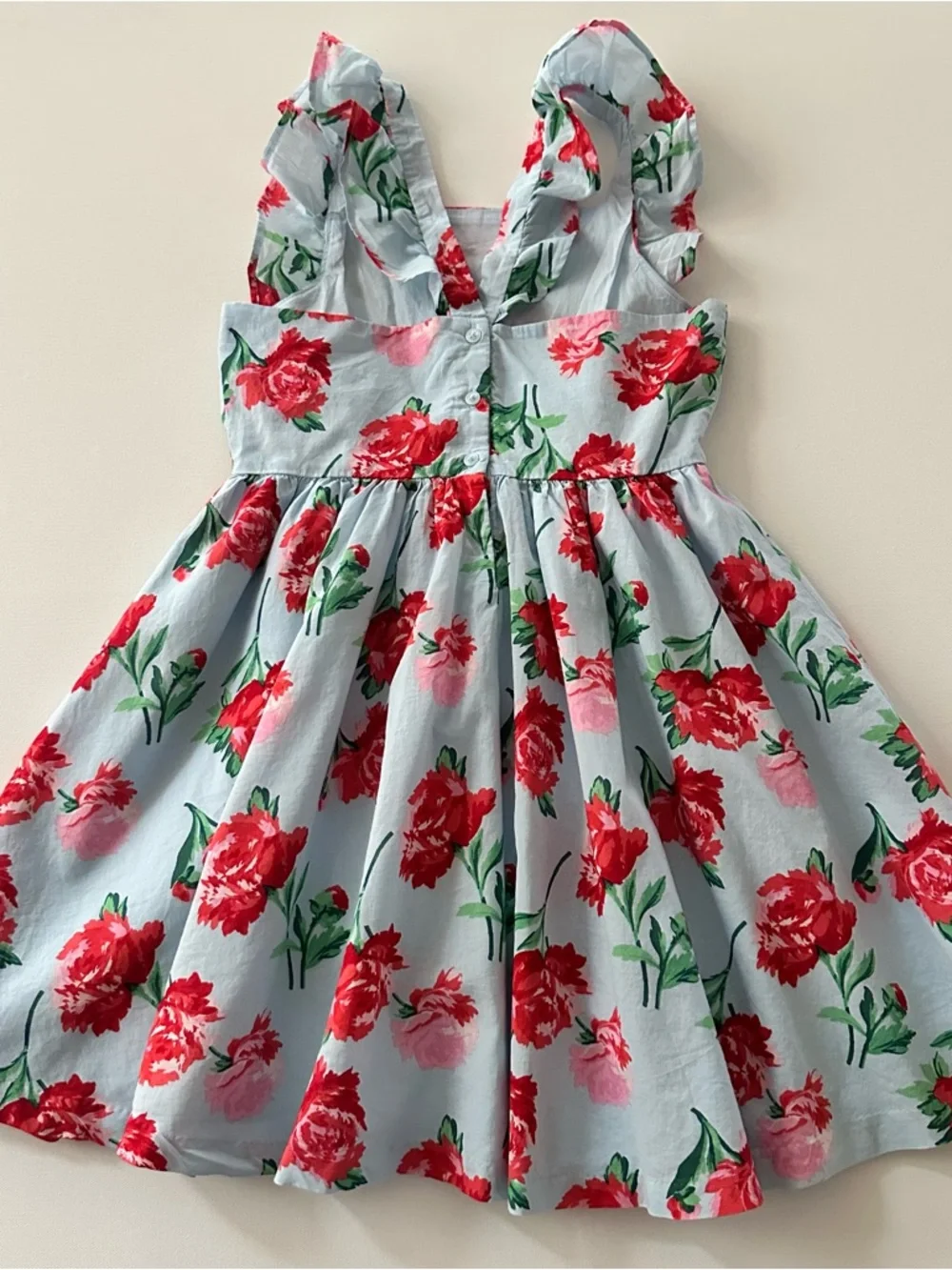 Janie and Jack Girls 10 Light Blue Floral Ruffle Strap Dress Sundress Summer